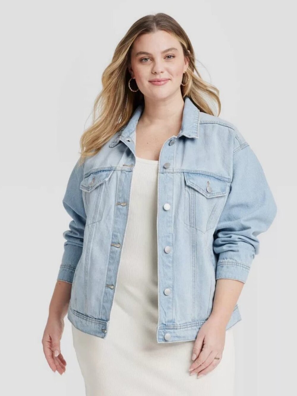 NEW Denim Trucker Jacket Universal Thread Light Wash Womens Size Medium 90's NWT